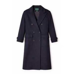 Lauren Ralph Lauren 100% Camel Hair Wool Double-Breasted Coat Navy